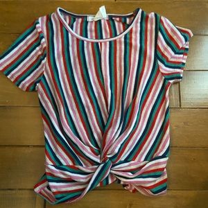 💕3 for $15💕Colourful striped top with tie front